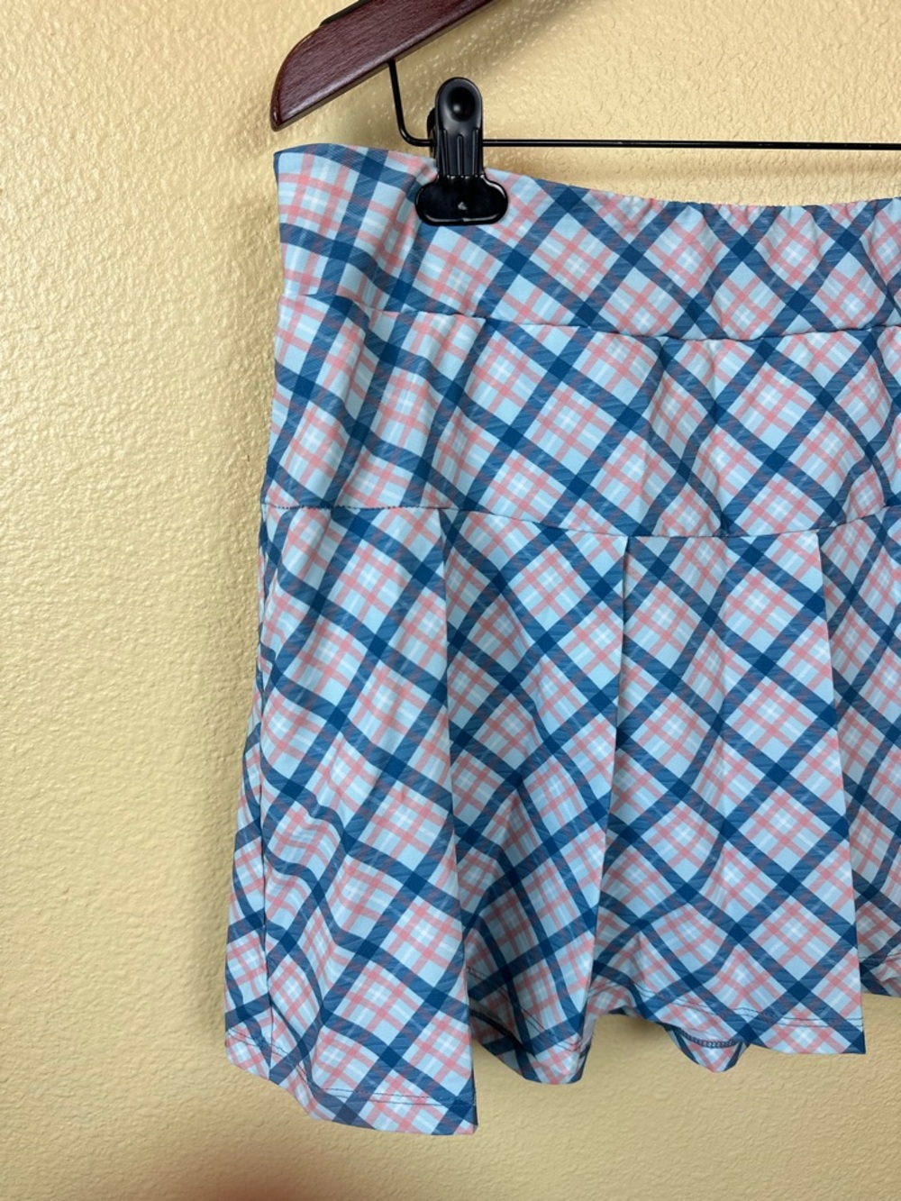 Kyodan Golf Athletic Skirt Plaid A-Line Shorts Attached Pleated Blue XL Pocket - Picture 3 of 6